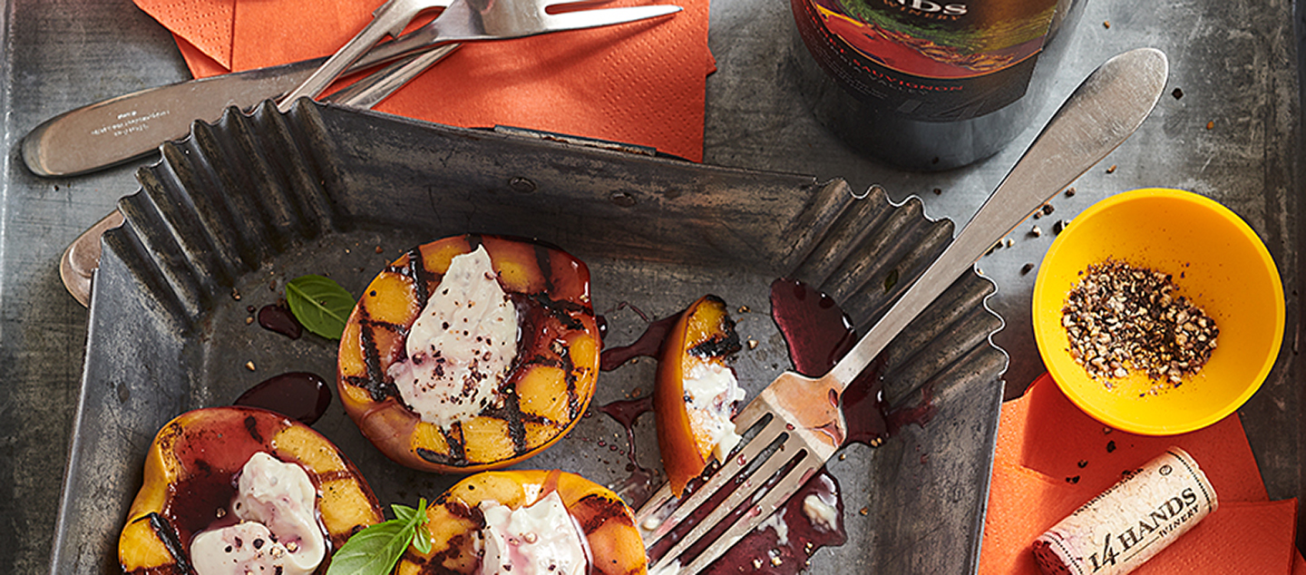 GRILLED NECTARINES WITH GOAT CHEESE