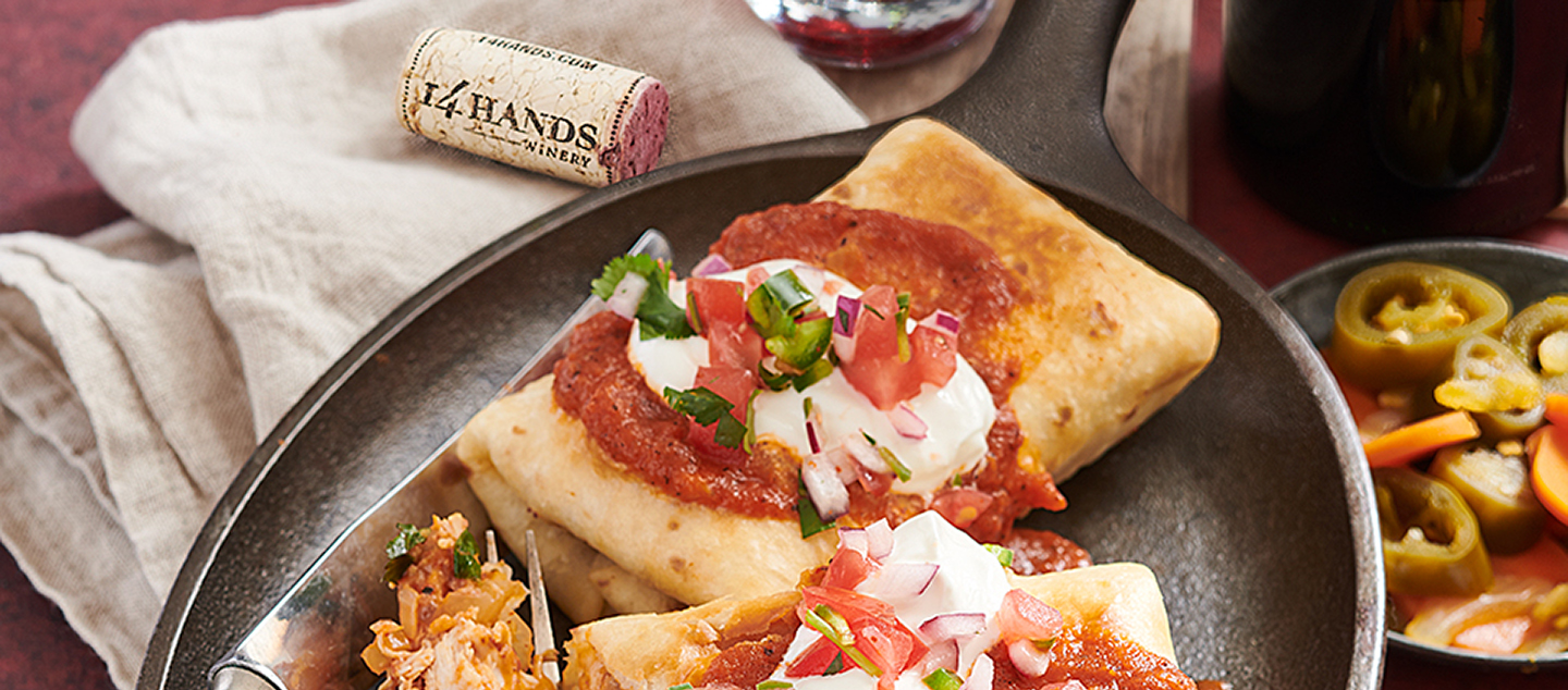 CHICKEN AND BLACK BEAN CHIMICHANGAS
