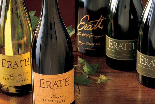 Bottles of Erath wine