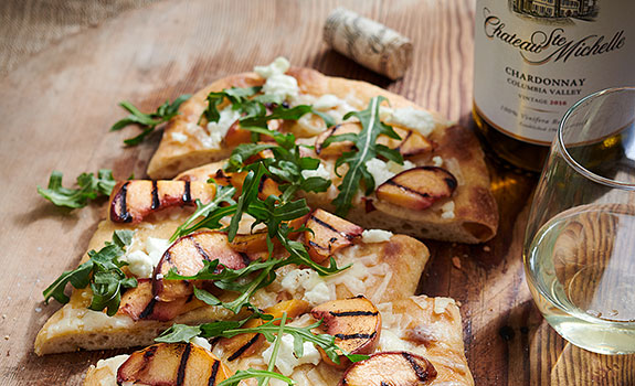 Grilled Peach and Goat Cheese Flatbread