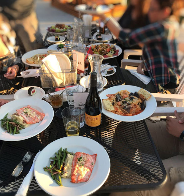Table with wine and plates